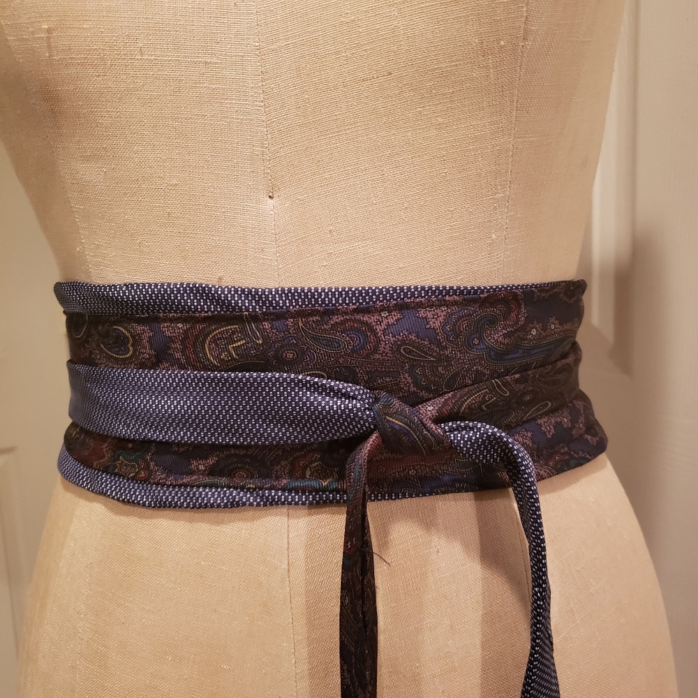 Upcycled, Thrifted, Unique, One Of A Kind, Handmade Bold Wrap Tie Belt